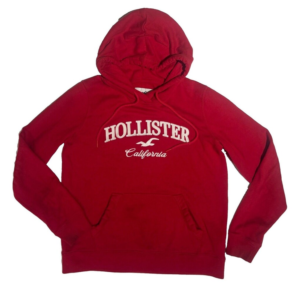 Vintage Hollister Y2K Red Spell out Pullover Hoodie Sweatshirt Women's Small